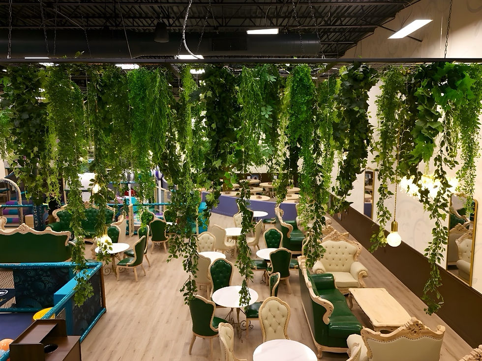 Relaxing seating options for parents while kids explore.