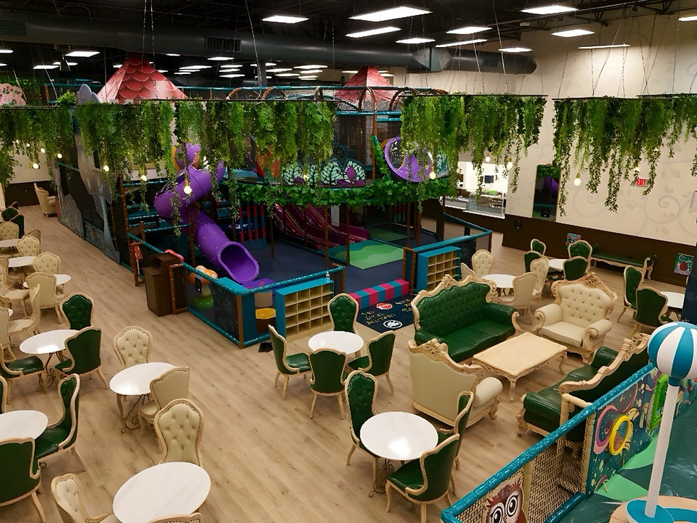 Climbing structures and slides for kids at Kidcadia.